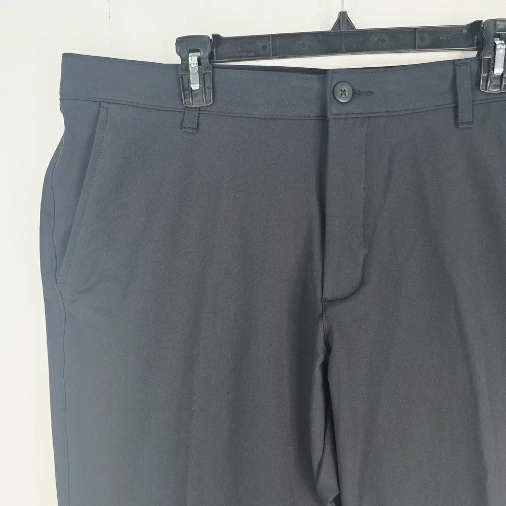 Under Armour Mens Black Golf Pants Flat Front UA Performance Trousers 38x32